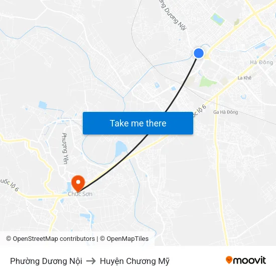 Phường Dương Nội to Huyện Chương Mỹ map