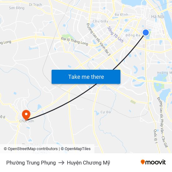 Phường Trung Phụng to Huyện Chương Mỹ map