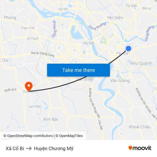 Xã Cổ Bi to Huyện Chương Mỹ map