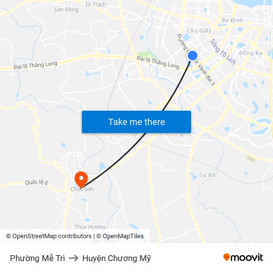 Phường Mễ Trì to Huyện Chương Mỹ map