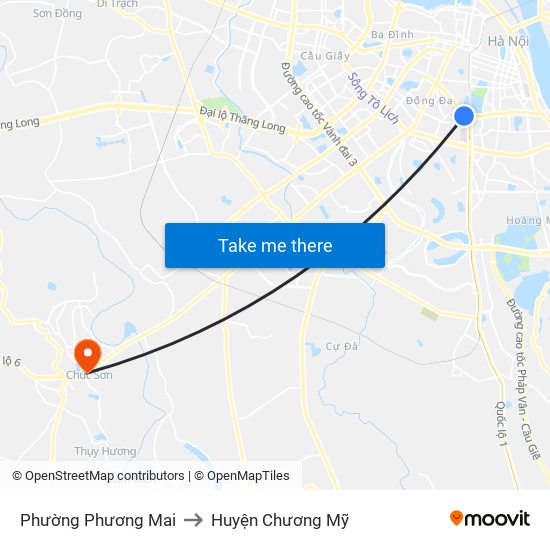 Phường Phương Mai to Huyện Chương Mỹ map