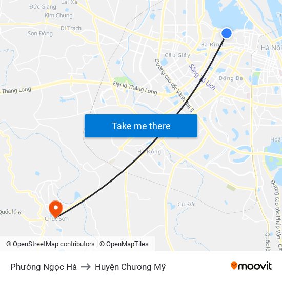 Phường Ngọc Hà to Huyện Chương Mỹ map