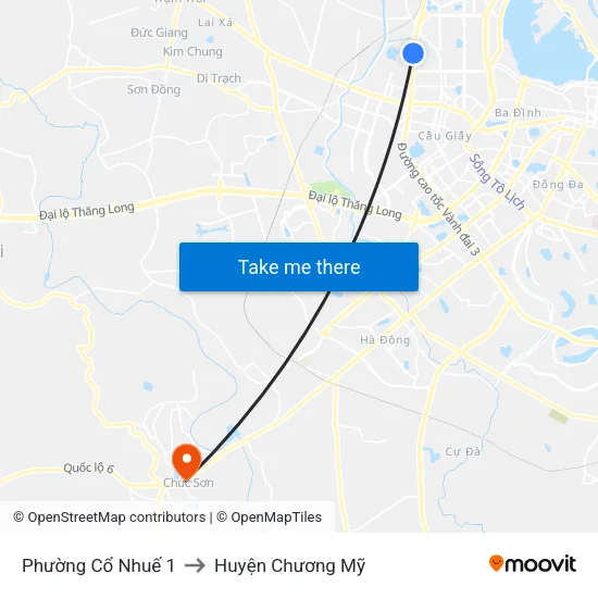 Phường Cổ Nhuế 1 to Huyện Chương Mỹ map