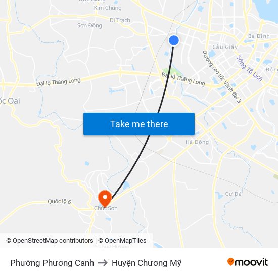 Phường Phương Canh to Huyện Chương Mỹ map