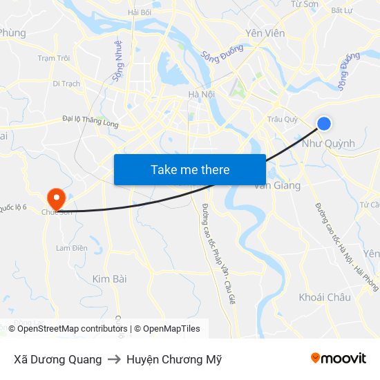 Xã Dương Quang to Huyện Chương Mỹ map