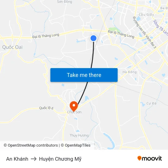 An Khánh to Huyện Chương Mỹ map