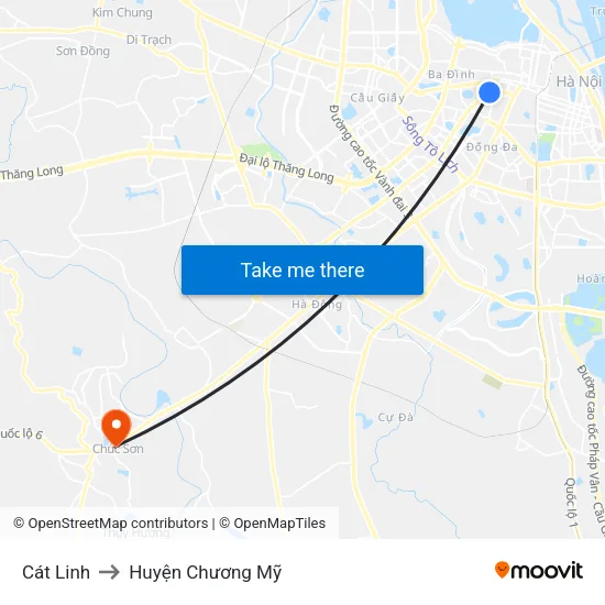 Cát Linh to Huyện Chương Mỹ map