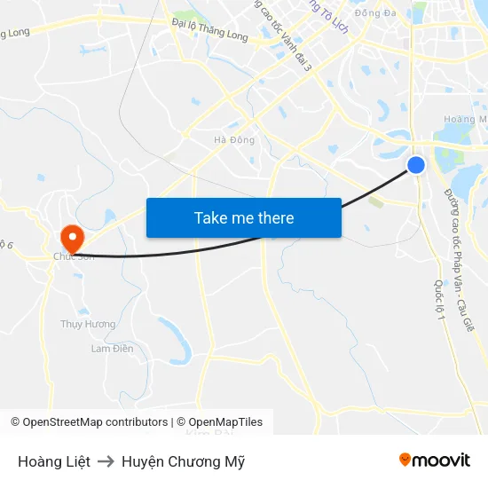 Hoàng Liệt to Huyện Chương Mỹ map