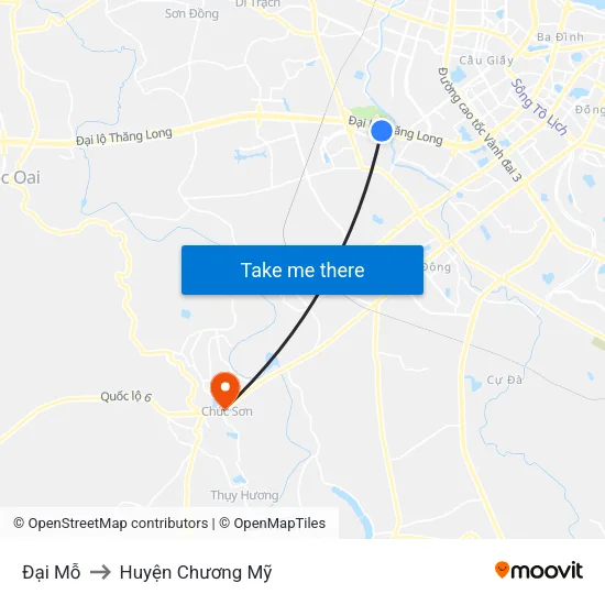 Đại Mỗ to Huyện Chương Mỹ map