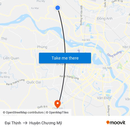 Đại Thịnh to Huyện Chương Mỹ map