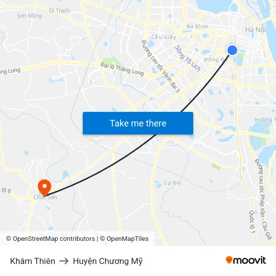 Khâm Thiên to Huyện Chương Mỹ map