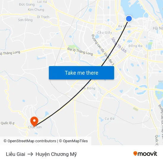 Liễu Giai to Huyện Chương Mỹ map