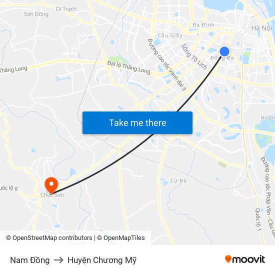 Nam Đồng to Huyện Chương Mỹ map