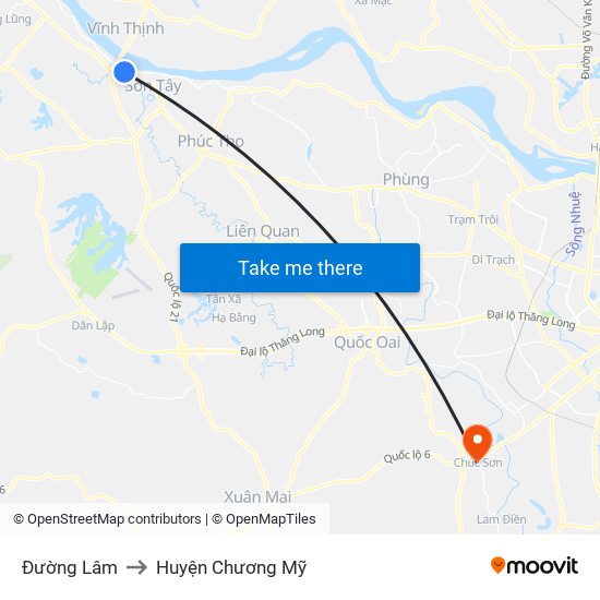 Đường Lâm to Huyện Chương Mỹ map