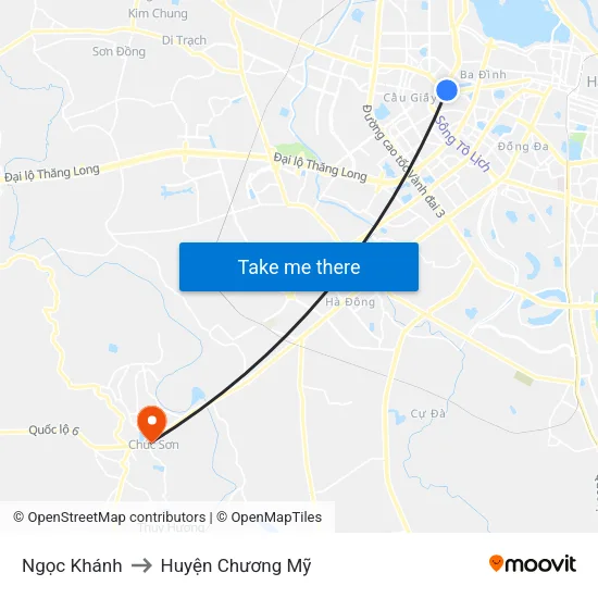 Ngọc Khánh to Huyện Chương Mỹ map