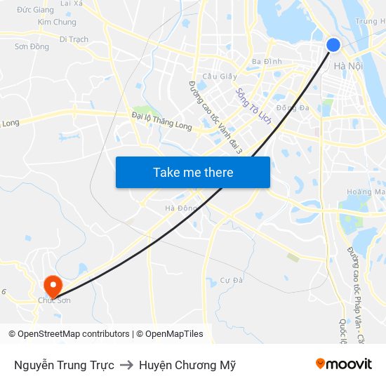 Nguyễn Trung Trực to Huyện Chương Mỹ map