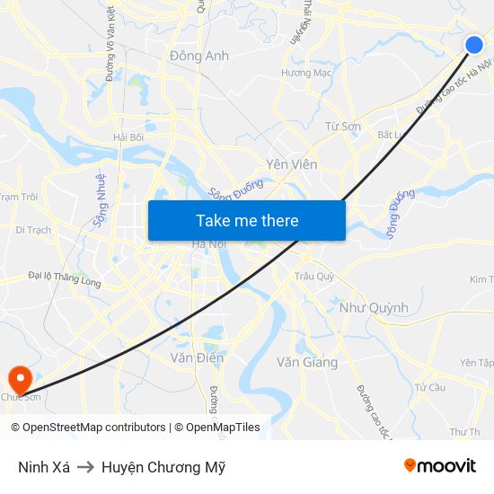 Ninh Xá to Huyện Chương Mỹ map