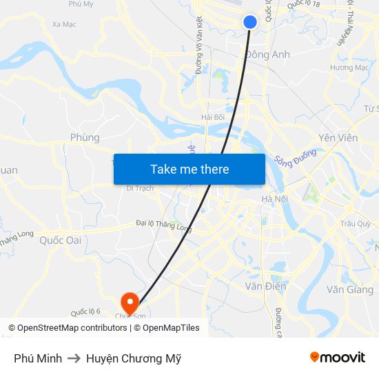 Phú Minh to Huyện Chương Mỹ map