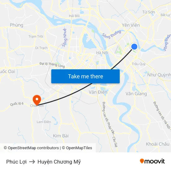 Phúc Lợi to Huyện Chương Mỹ map