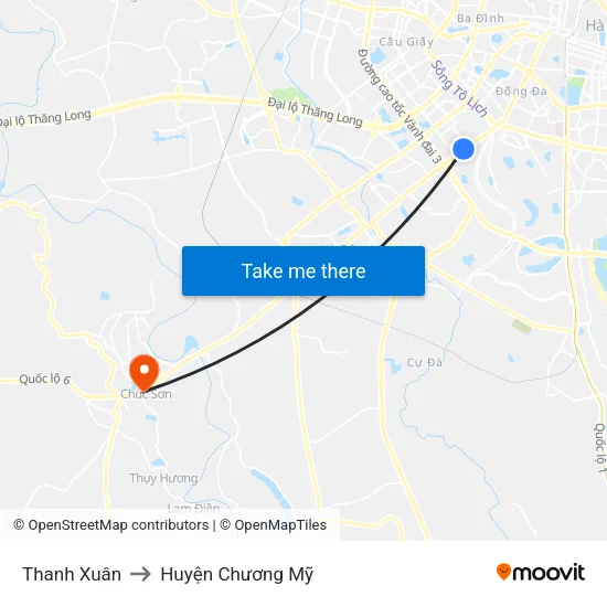 Thanh Xuân to Huyện Chương Mỹ map