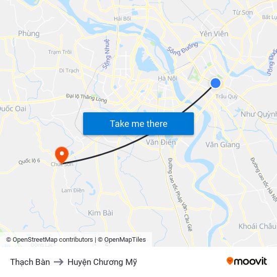 Thạch Bàn to Huyện Chương Mỹ map