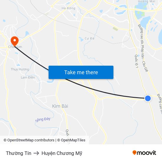 Thường Tín to Huyện Chương Mỹ map