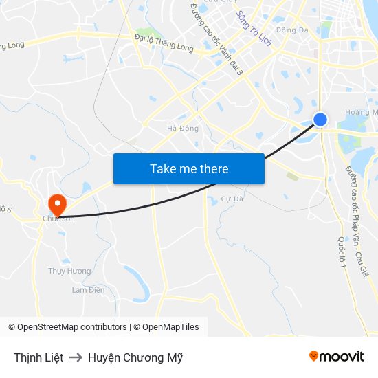 Thịnh Liệt to Huyện Chương Mỹ map