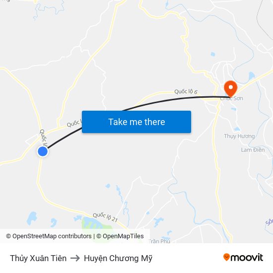 Thủy Xuân Tiên to Huyện Chương Mỹ map