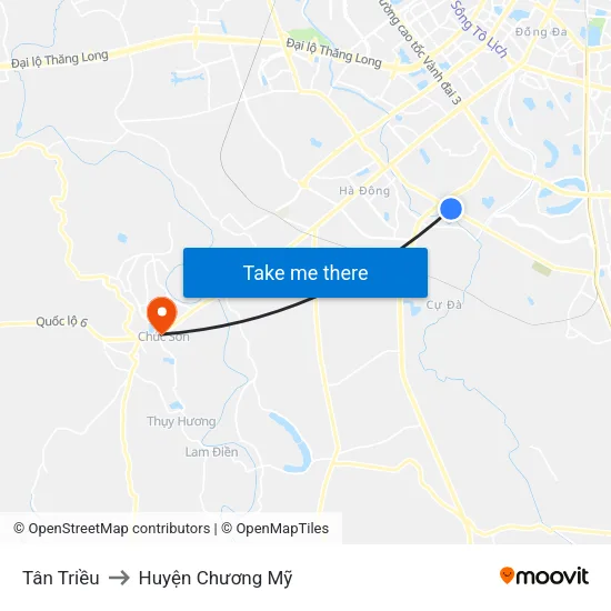 Tân Triều to Huyện Chương Mỹ map