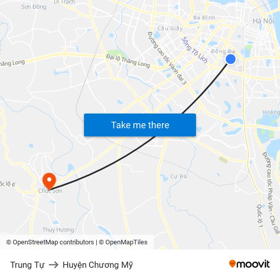 Trung Tự to Huyện Chương Mỹ map