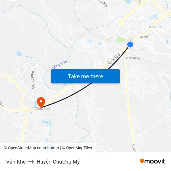 Văn Khê to Huyện Chương Mỹ map