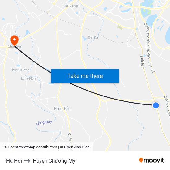 Hà Hồi to Huyện Chương Mỹ map