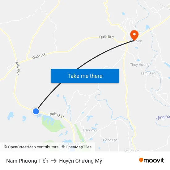 Nam Phương Tiến to Huyện Chương Mỹ map