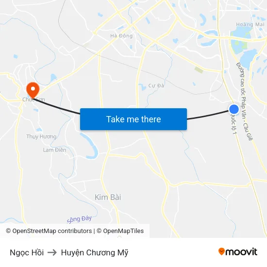 Ngọc Hồi to Huyện Chương Mỹ map