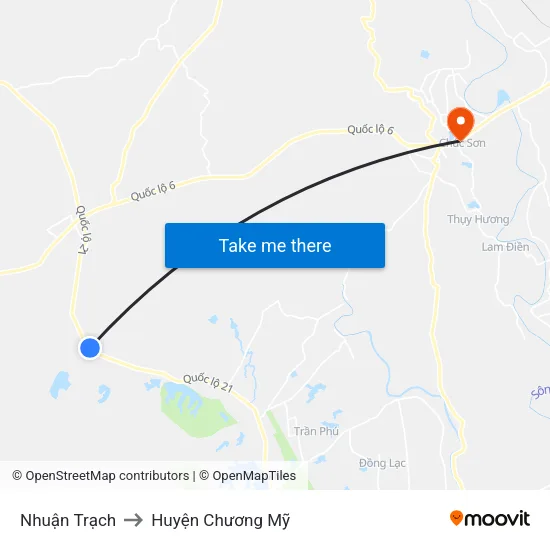 Nhuận Trạch to Huyện Chương Mỹ map