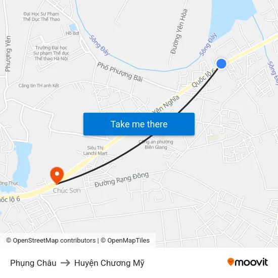 Phụng Châu to Huyện Chương Mỹ map