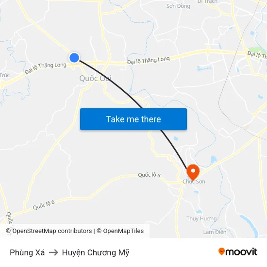 Phùng Xá to Huyện Chương Mỹ map