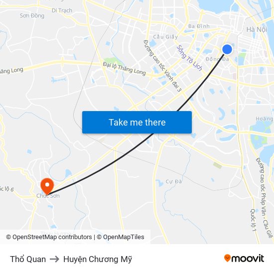 Thổ Quan to Huyện Chương Mỹ map