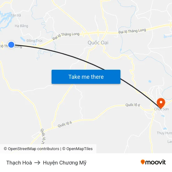 Thạch Hoà to Huyện Chương Mỹ map