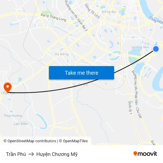 Trần Phú to Huyện Chương Mỹ map