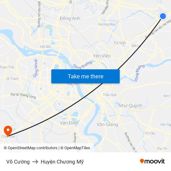 Võ Cường to Huyện Chương Mỹ map