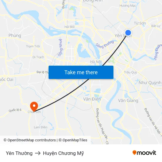 Yên Thường to Huyện Chương Mỹ map