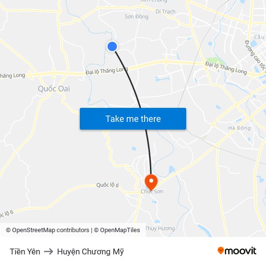 Tiền Yên to Huyện Chương Mỹ map