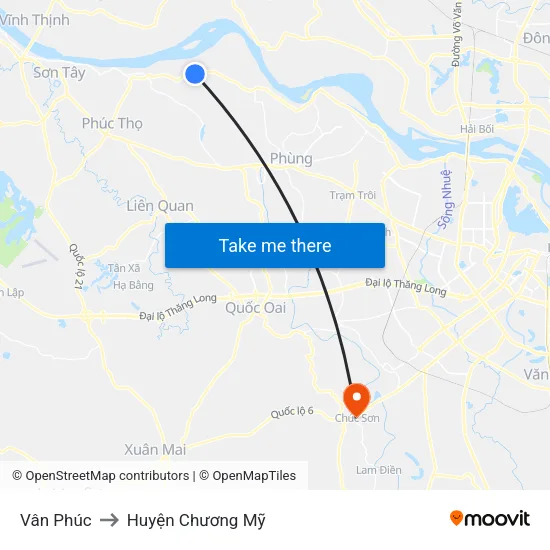 Vân Phúc to Huyện Chương Mỹ map