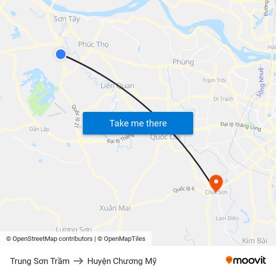 Trung Sơn Trầm to Huyện Chương Mỹ map