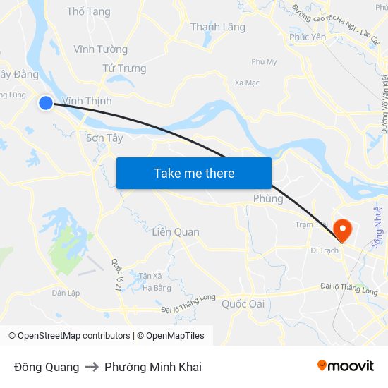 Đông Quang to Phường Minh Khai map