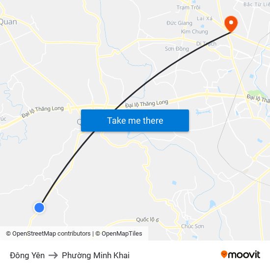 Đông Yên to Phường Minh Khai map