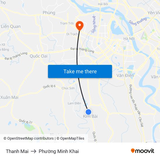 Thanh Mai to Phường Minh Khai map