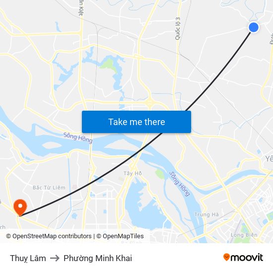 Thuỵ Lâm to Phường Minh Khai map