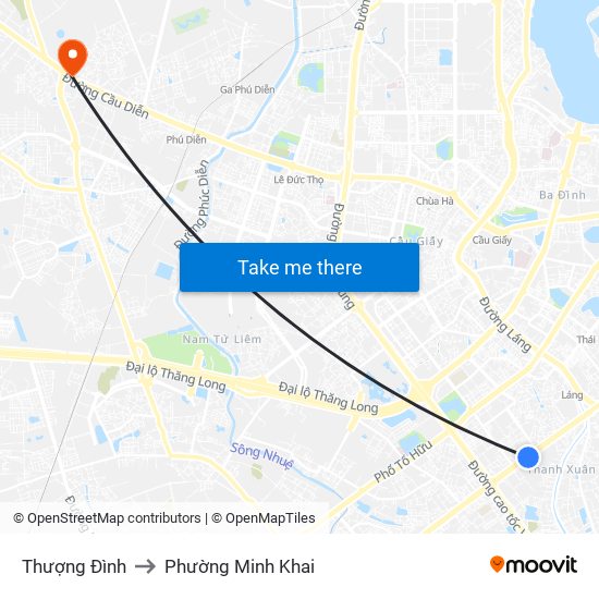 Thượng Đình to Phường Minh Khai map